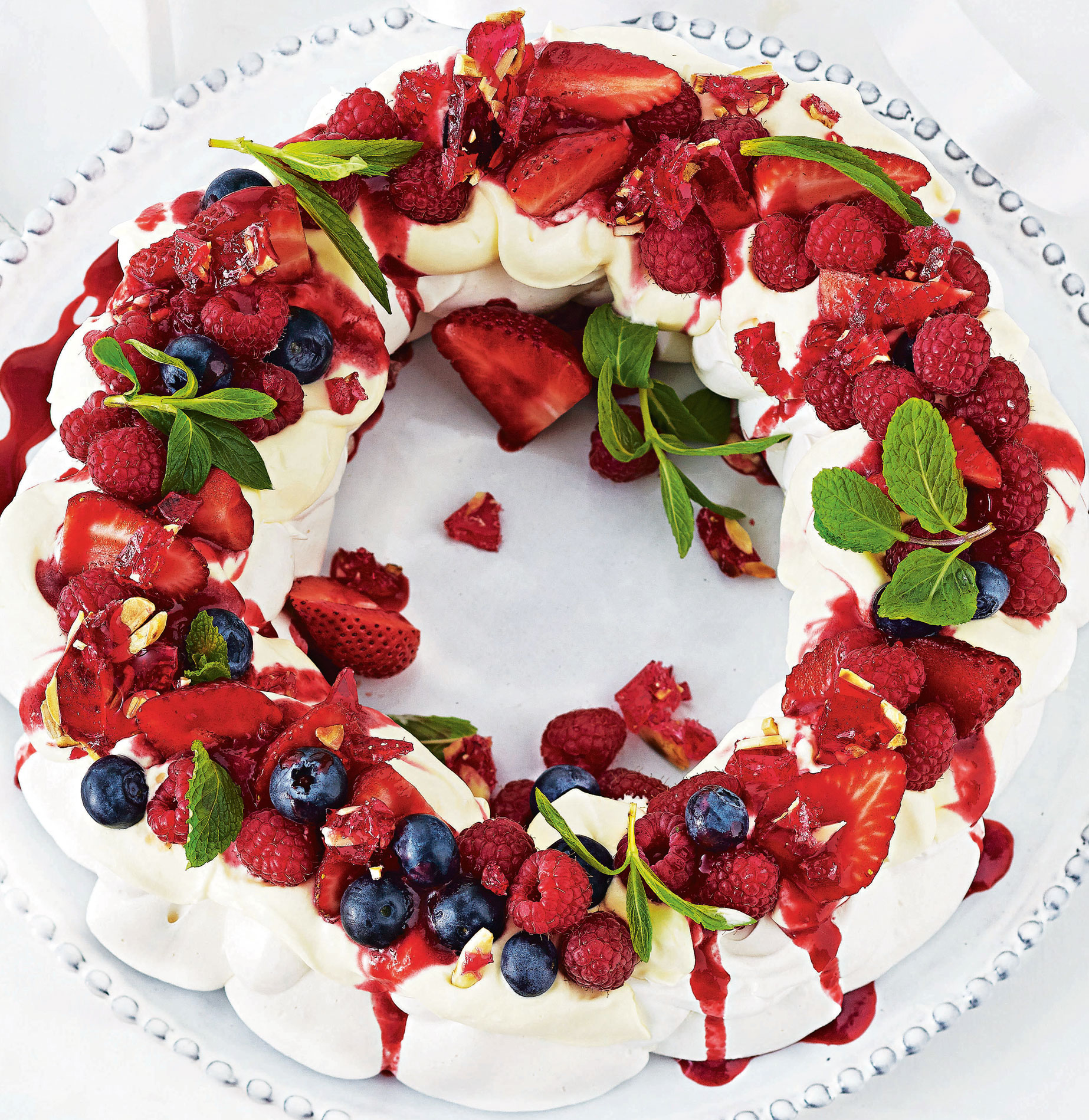 Christmas Pavlova with Boozy Berry Sauce Domayne Style Insider