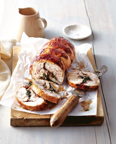 Rolled Turkey Breast with Caramelised Onion and Spinach Stuffing