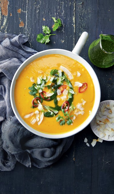 Caramelised Pumpkin Soup with Chilli Coconut Crumb