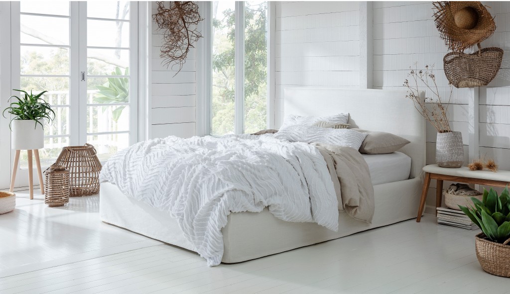 The ‘Casper’ bed’s neutral tones can help you achieve a laid-back beach vibe and help you dream of coastal paradise while you sleep.