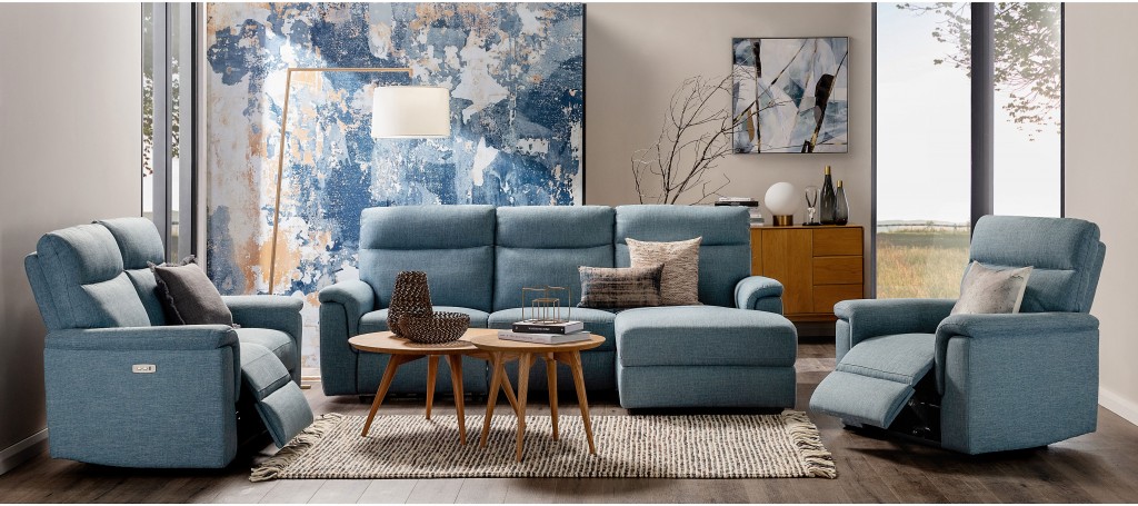 Soft denim blue is gentle on the eye whilst instantly cooling down your living room. Perfect for relaxing, the 'Delmara' Recliner range does not compromise on comfort or style.